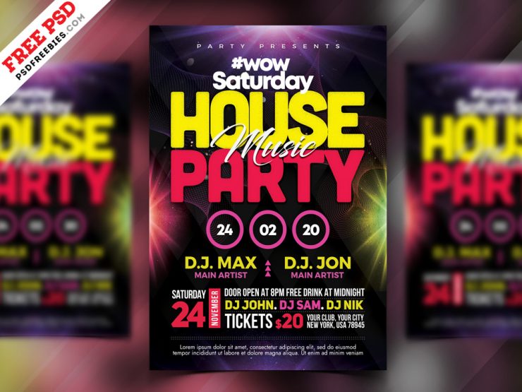 House Party Flyer Design Free PSD