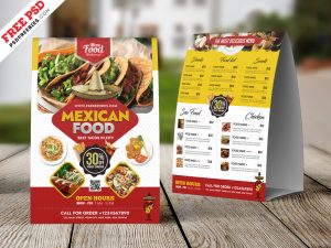 Mexican Food Menu Tent Card PSD