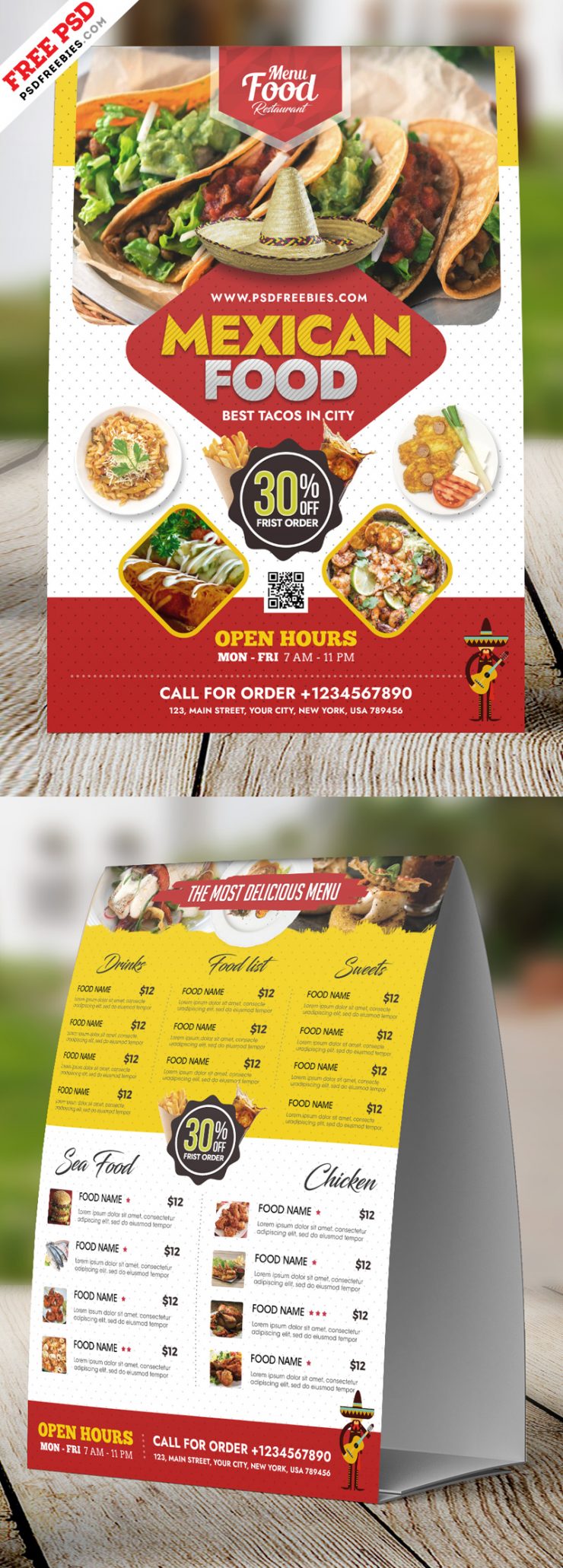 Mexican Food Menu Tent Card PSD | PSDFreebies.com