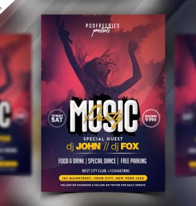 Music Party Invitation Flyer PSD Template