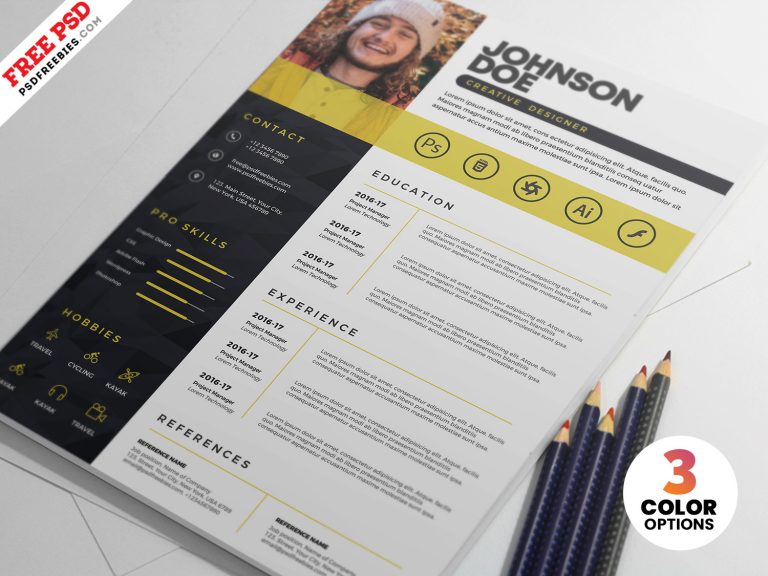 Professional PSD Resume CV Template | PSDFreebies.com