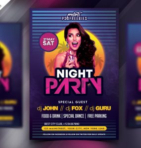 Retro Style Party Flyer PSD