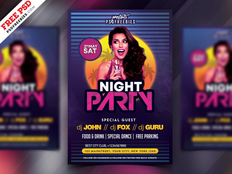 Retro Style Party Flyer PSD | PSDFreebies.com