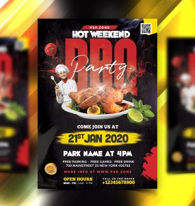 BBQ Party Flyer Design PSD