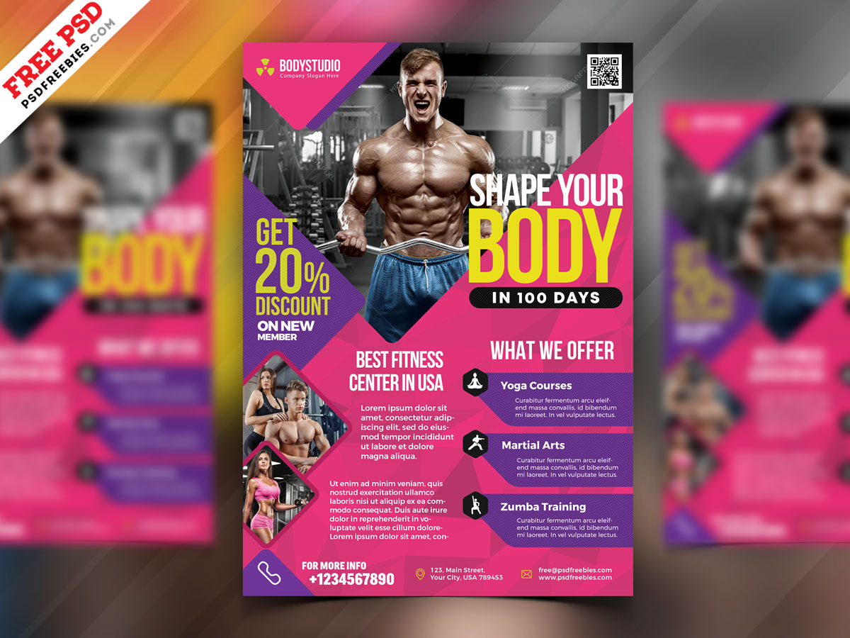 Customize Fitness Club Flyer Template
