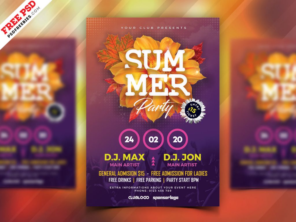 Summer Season Music Party Flyer PSD | PSDFreebies.com