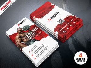 Vertical Fitness Gym Business Card PSD