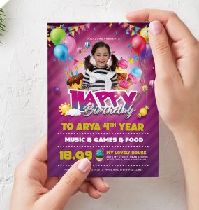 Birthday Party Invitation Card Design PSD