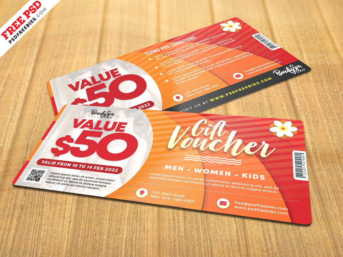 Print Ready Gift Voucher Design PSD PSDFreebies