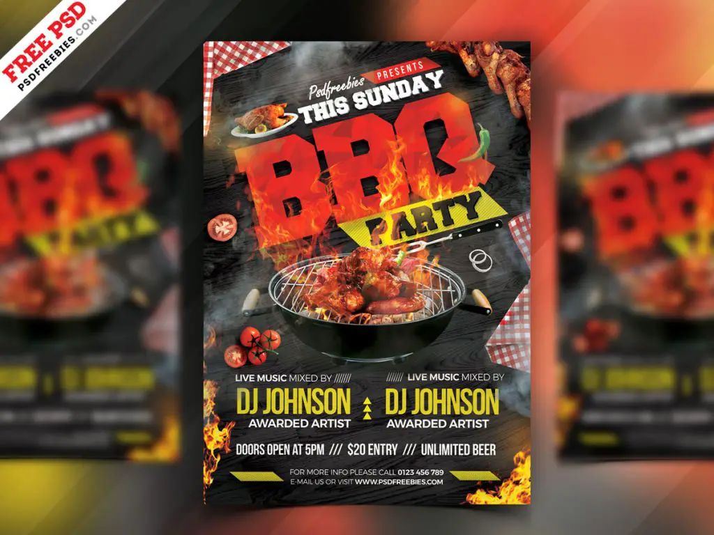 Backyard BBQ Party Flyer PSD