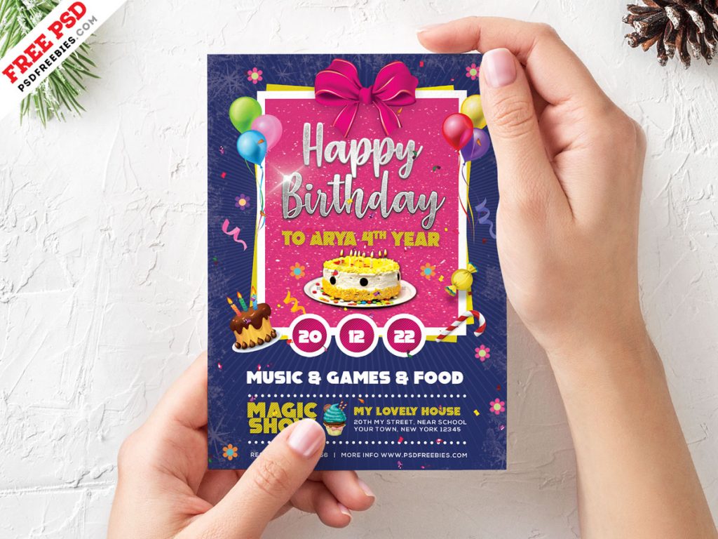 Birthday Card Invitation Template PSD PSDFreebies