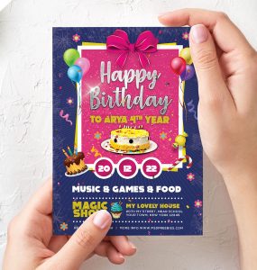 Birthday Card Invitation Template PSD
