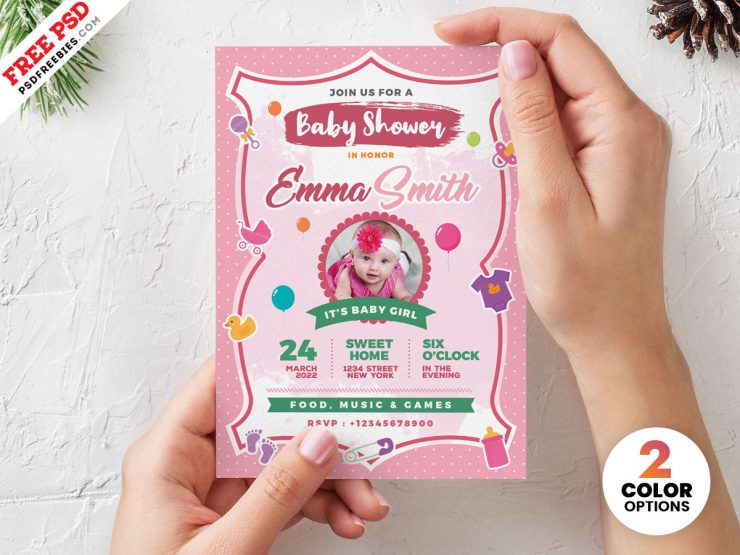 Baby Shower Invitation Card PSD