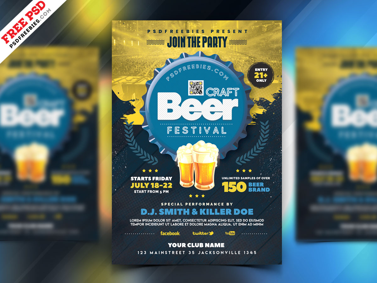 Beer Festival Celebration Flyer Psd 