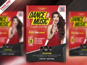 Dance and Music Party Flyer PSD