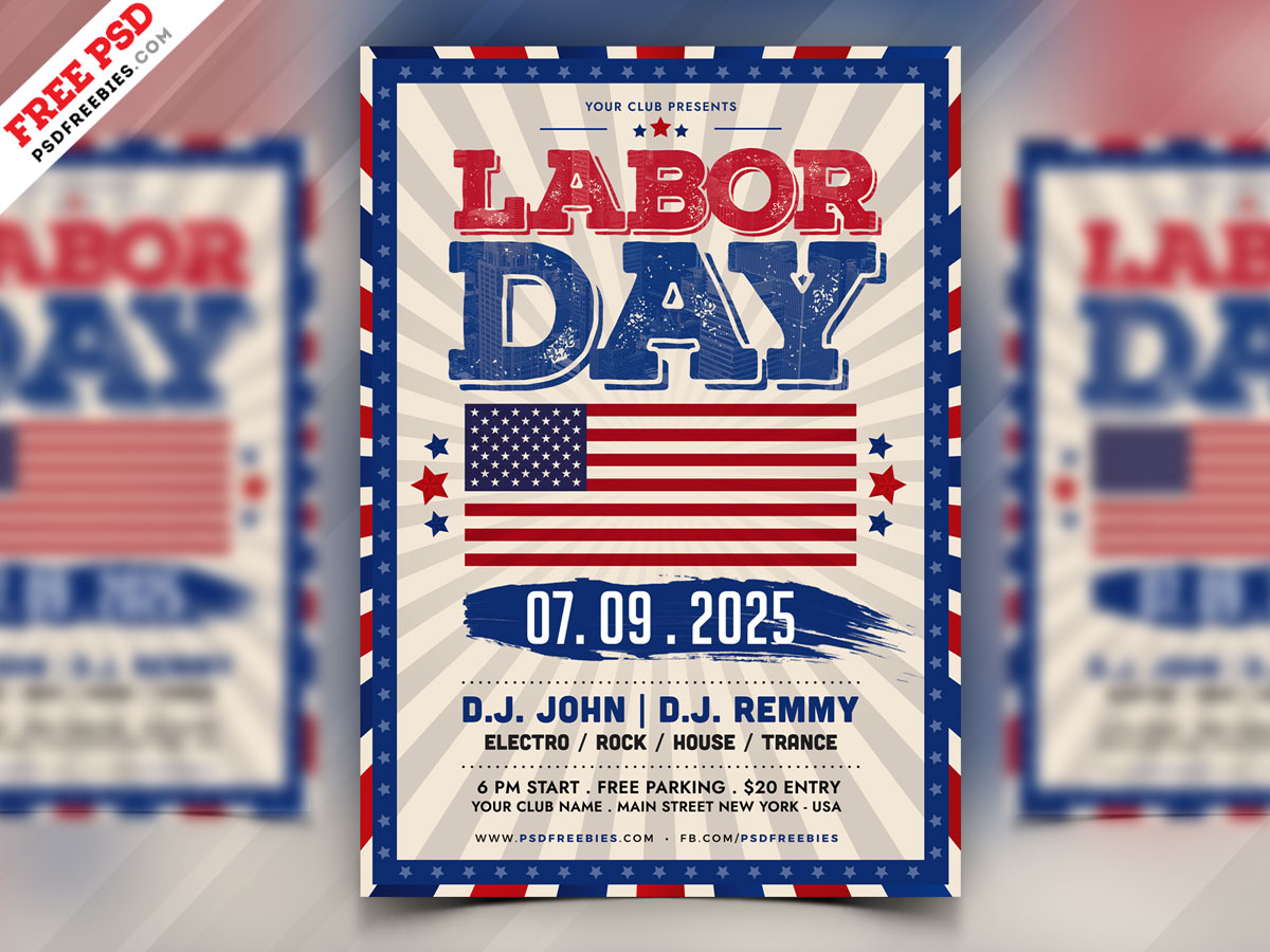 Labor Day Flyer Template PSD PSDFreebies