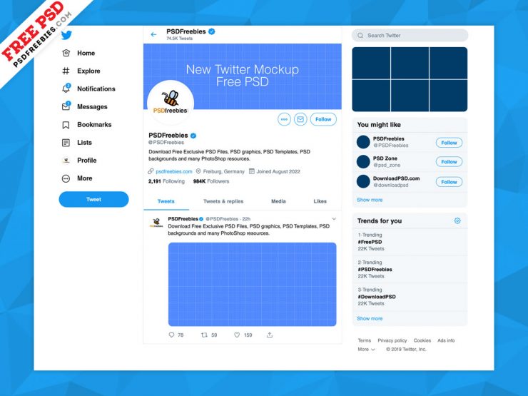 New Twitter Page Mockup 2019