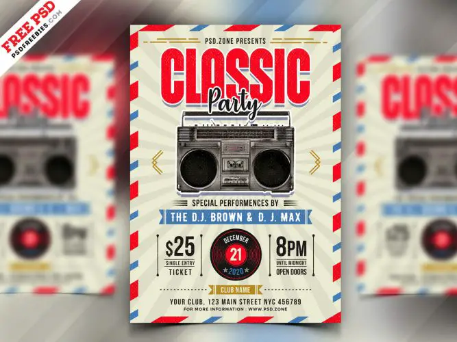 Classic Theme Party Flyer PSD | PSDFreebies.com