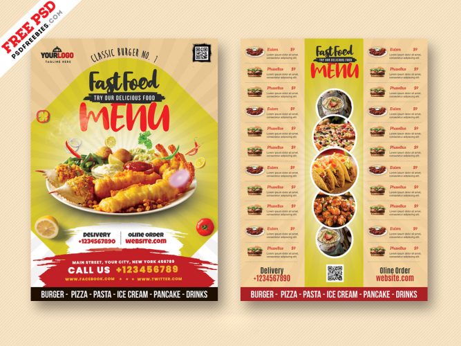 Food Menu Card Design PSD Freebie | PSDFreebies.com