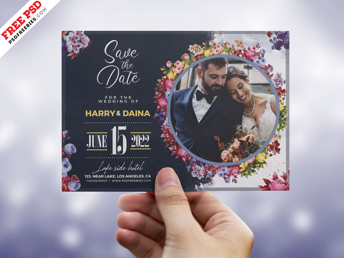 wedding invitation card with photo psd – psdfreebies