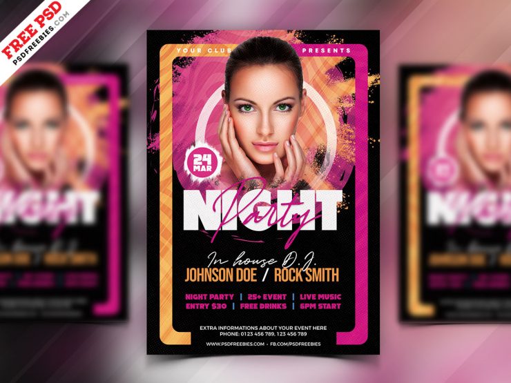 Awesome Music Party Flyer PSD