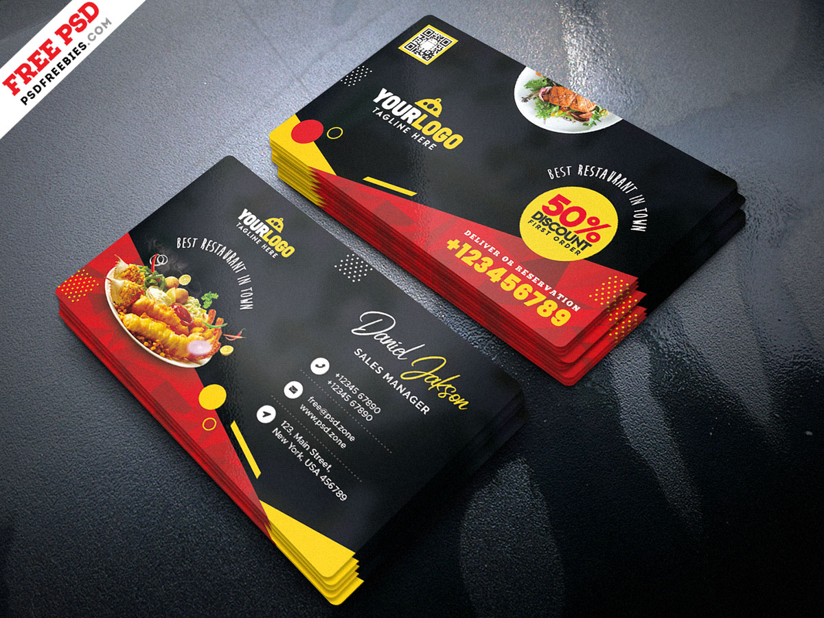 Fast Food Restaurant Business Card PSD – PSDFreebies.com In Restaurant Business Cards Templates Free