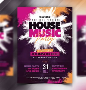 House Music Party Flyer Design PSD