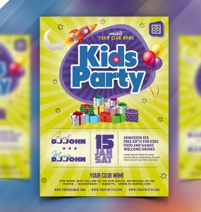 Kids Party Flyer PSD Template