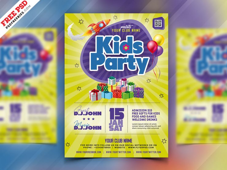 Kids Party Flyer PSD Template