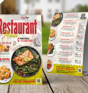 Restaurant Food Menu Tent Card Layout PSD
