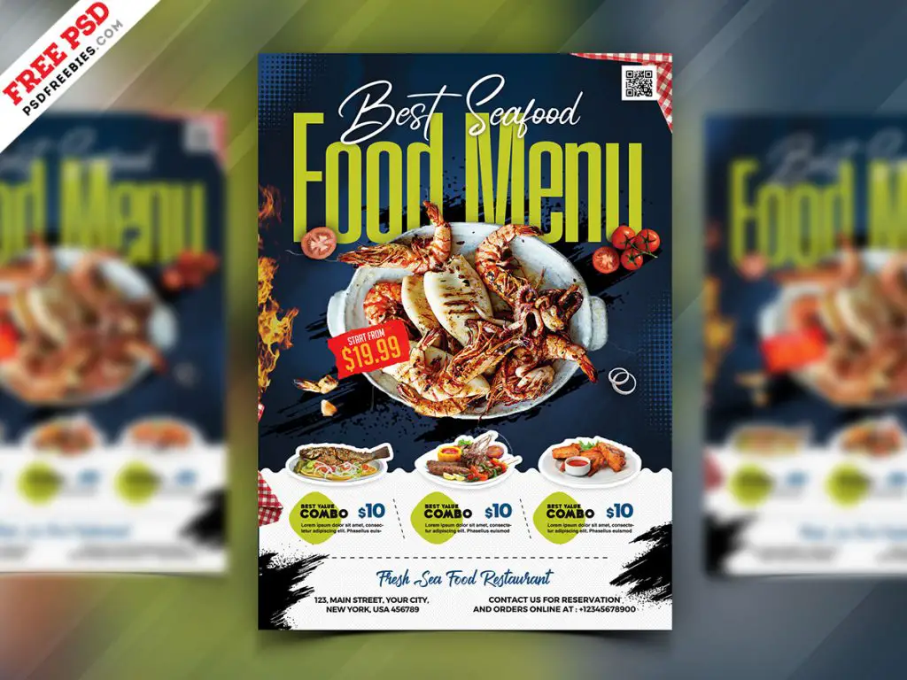 Seafood Restaurant Menu Flyer Psd Psdfreebies Com