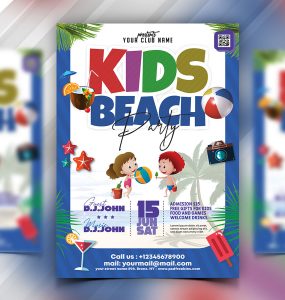 Kids Beach Party Flyer PSD
