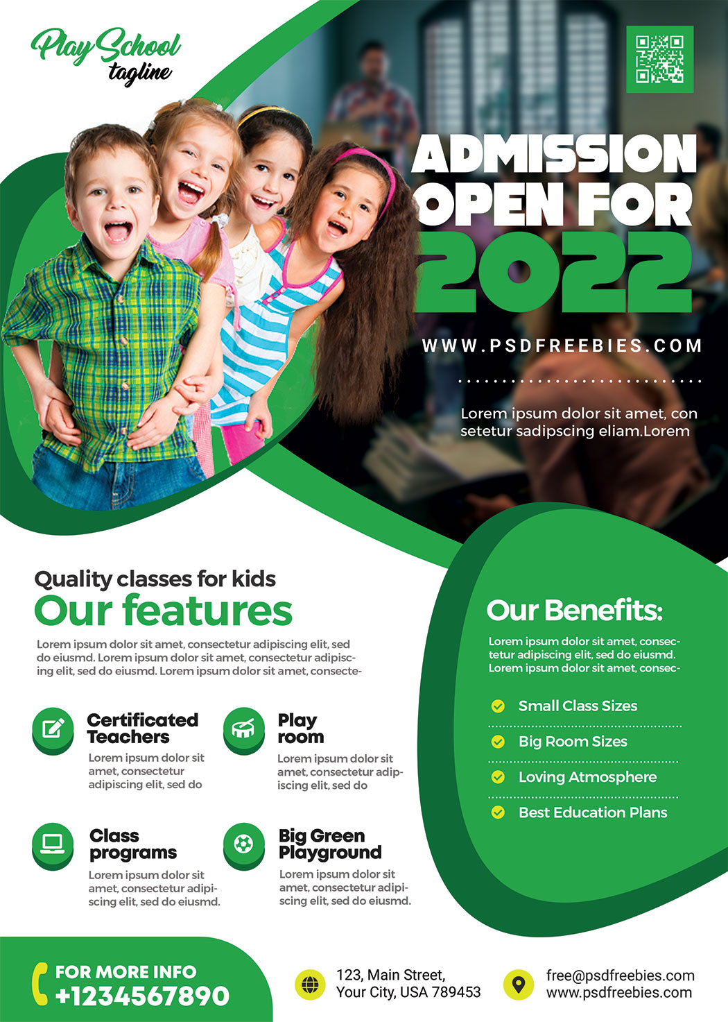 Kids School Admission Flyer PSD Template Preview PSDFreebies com