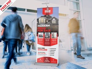 Real Estate Advertising Roll Up Banner PSD