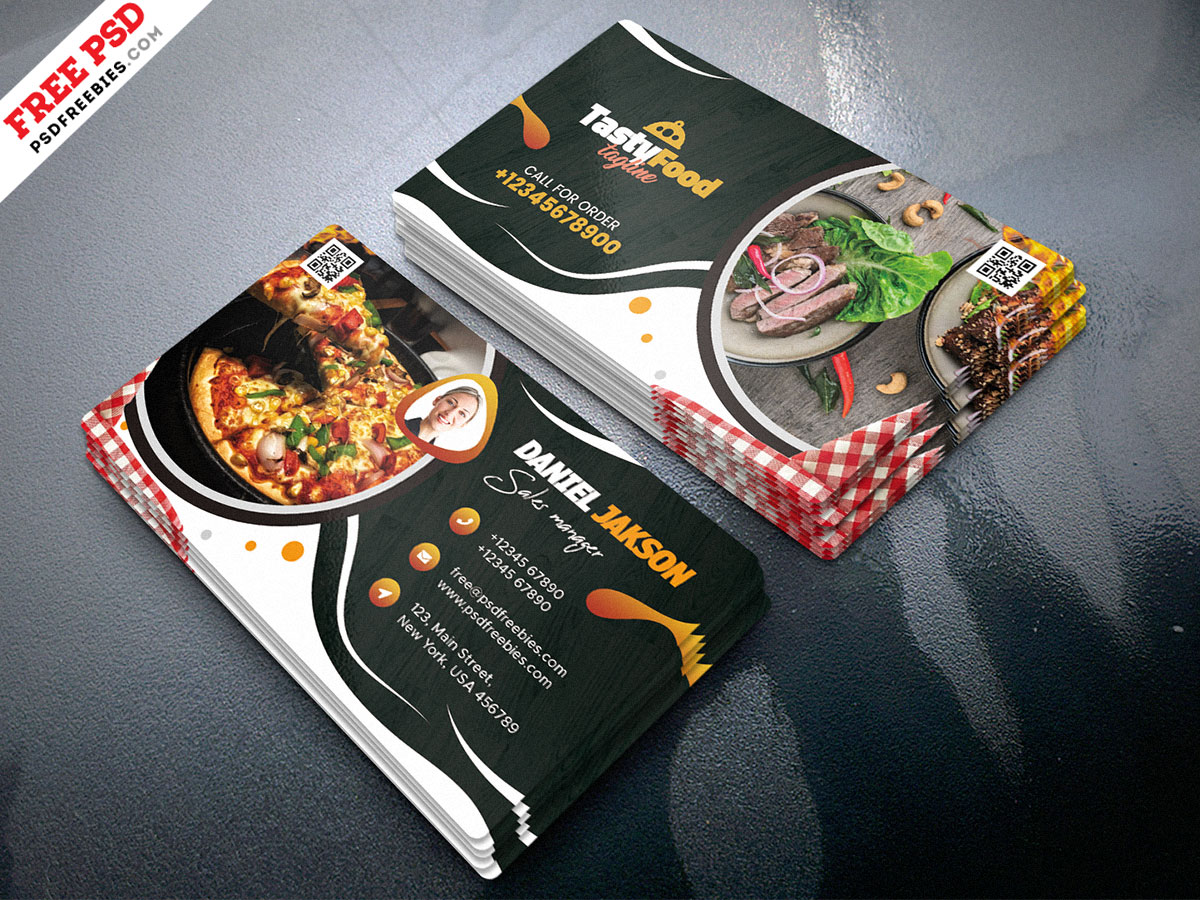 Tasty Food Restaurant Business Card PSD – PSDFreebies.com Within Food Business Cards Templates Free