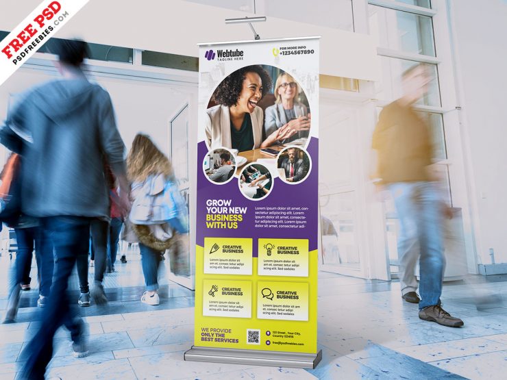 Company Promotional Roll up Banner PSD