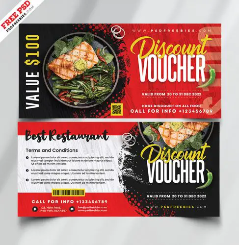 Food Meal Discount Voucher PSD Template | PSDFreebies.com