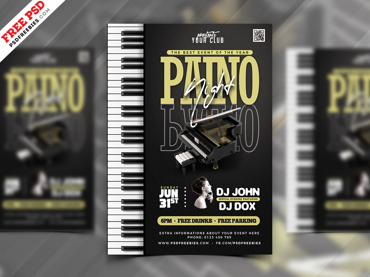 Piano Music Concert Flyer PSD Template – PSDFreebies.com Regarding Concert Flyer Template Free