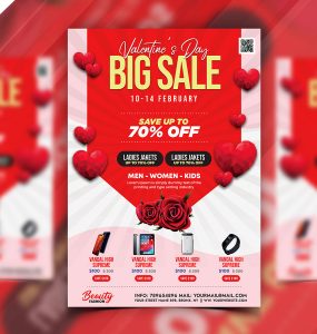 Valentine’s Day Sale Promotion Flyer PSD