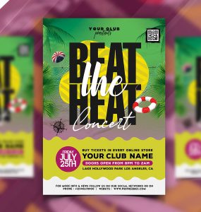 Beat the Heat Summer Music Event Flyer PSD