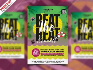 Beat the Heat Summer Music Event Flyer PSD