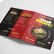 Bi-Fold Square Food Menu Brochure PSD