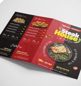 Bi-Fold Square Food Menu Brochure PSD