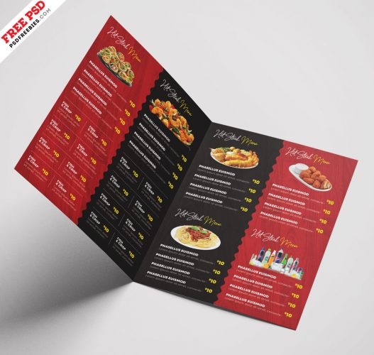 Bi-Fold Square Food Menu Brochure PSD | PSDFreebies.com