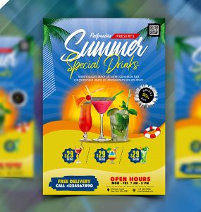 Summer Drinks Menu Cover Design PSD