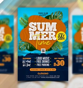 Summer Time Party Event Flyer PSD