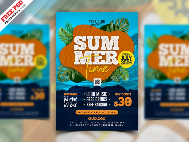 Summer Time Party Event Flyer PSD