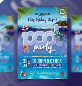 Beach and Pool Party Flyer PSD