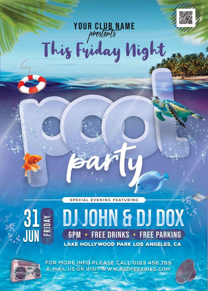 Beach And Pool Party Flyer Psd Psdfreebies Com