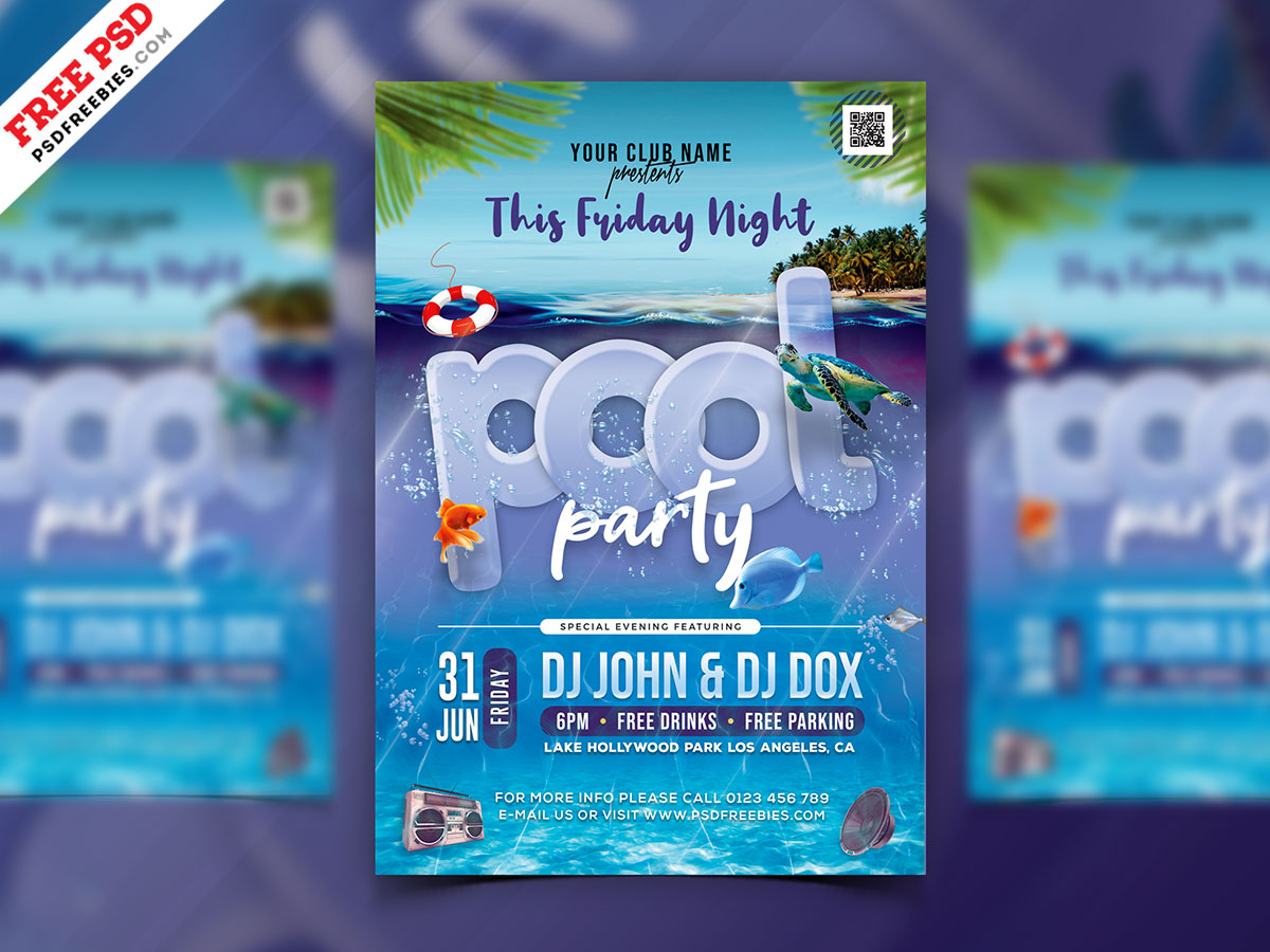 Beach and Pool Party Flyer PSD – PSDFreebies.com With Free Pool Party Flyer Templates